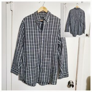 Jos A. Bank Blue/White/Gray Plaid Button Down Shirt Size Large